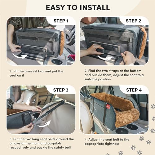 Center Console Dog Car Seat for Small Pets to 11lbs