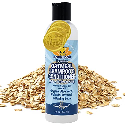 Shampoo Brush & Oatmeal Shampoo and Conditioner Bundle (1 Pack + 8 Ounce Shampoo / Blue + Shampoo)