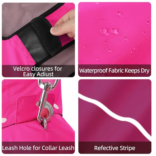 Dog Raincoat Adjustable Waterproof Pet Rain Jacket (Hot Pink / Medium)