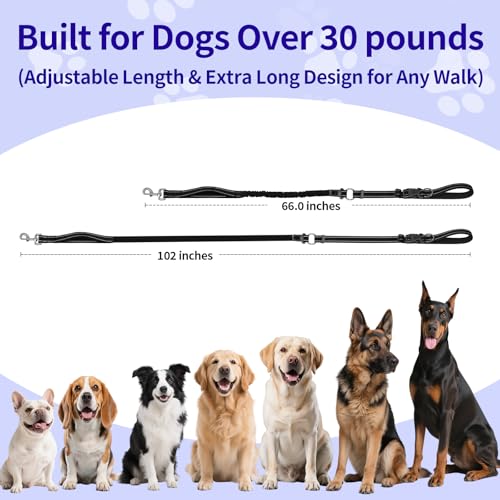 Hands Free Dog Leash by Kazazoo (BLACK Bungee / M)