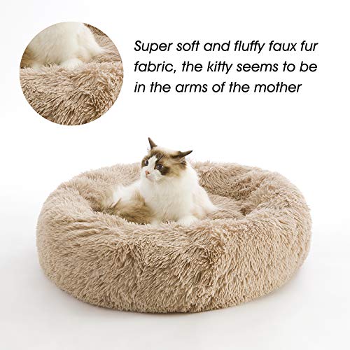 Western Home Calming Donut Small Medium Pet Dog Bed Washable (Brown / 27.0"l x 27.0"w x 8.0"th)