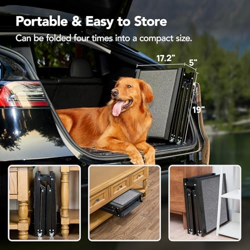Dog Ramp for Cars (71" L x 17.2" W with Dog Pattern Upgraded)