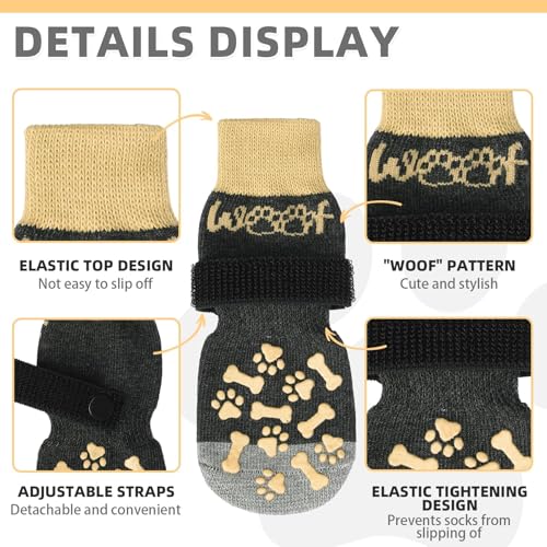 Dog Socks Shoes for Hot Pavement to Prevent Licking Paws (khaki / Large (4 Pack))
