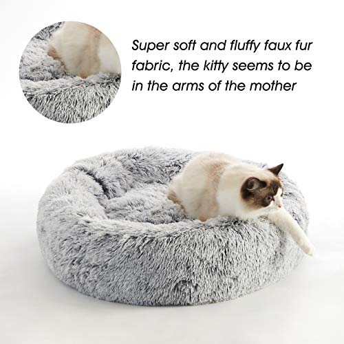 Calming Dog Bed & Cat Bed Washable Puppy Bed (Light Grey / 24.0"l x 24.0"w x 7.0"th)