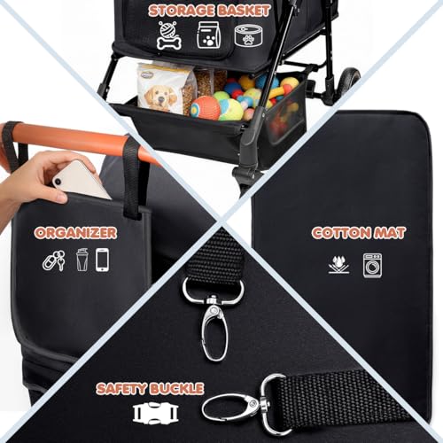 Dog Stroller for Large & Medium Dogs (Black)