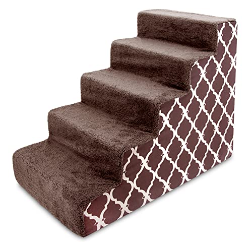 Dog Stairs & Steps (Brown Lattice Print / H: 22.5 Inches)