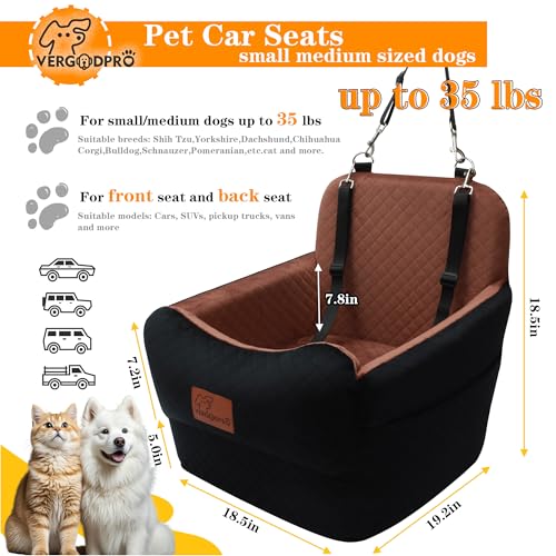 Dog Car Seat for Small Medium Dogs (Black outside Brown inside)