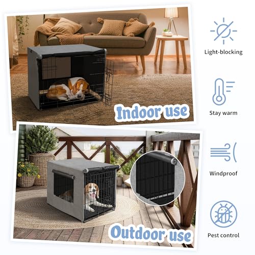 Dog Crate Cover (30.0"L x 19.3"W x 21.3"H / Grey)