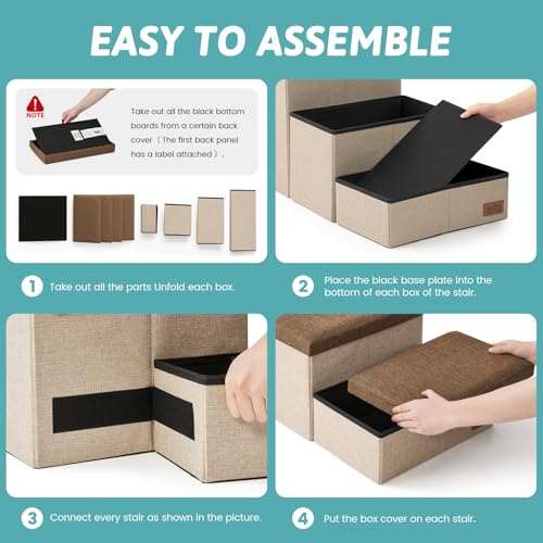 Dog Stairs with Storage (Brown / 38.1"L x 17"W x 22"H)