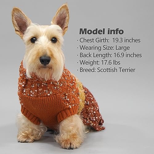 Color Block Dog Sweater for Small Dogs Turtleneck Thermal Knit (Large (20-30lbs) / 01# Brown)