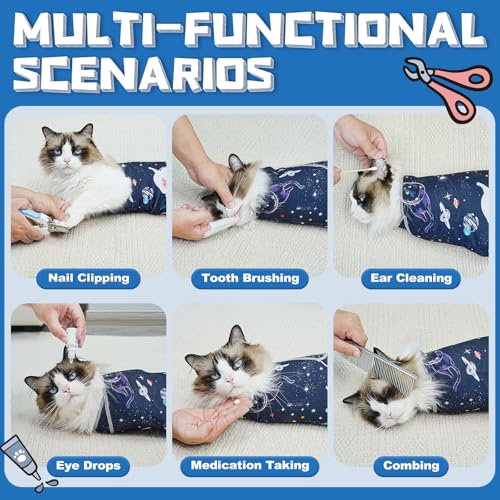 Cat Grooming Wrap for Nail Trimming (M-21.6in ( Weight:＜ 6lbs ) / Space)