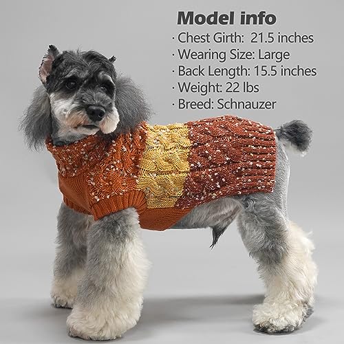 Color Block Dog Sweater for Medium Large Dog Turtleneck Thermal Knit (2XL (45-70lbs) / 01# Brown)