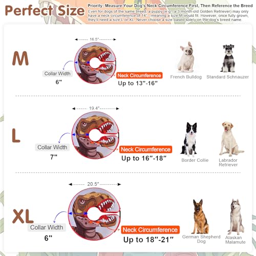 Dog Cone Collar Alternative After Surgery (Dinosaur / XL(Neck:18"-21"))