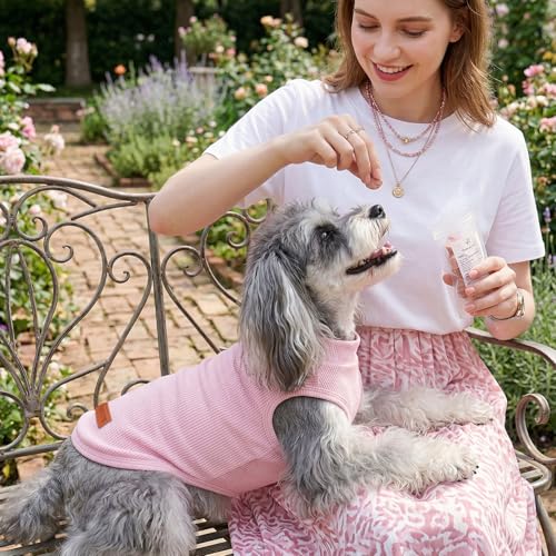 3Pack Dog Shirts Lightweight Waffle Dog Shirt for Small DogsSleeveless Dog Shirt for Small Medium Boy Girl Dogs Cozy & Breathable Pet Vest (XL(Back: 17.7", Chest: 22.8", 19.8-29.8lbs) / Striped+Light Pink+Gray Pink)