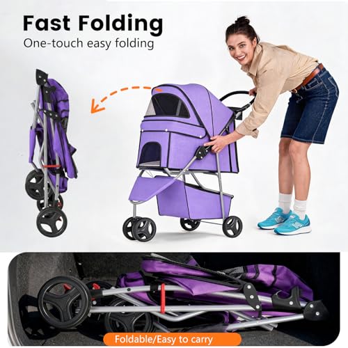 3 Wheel Pet Stroller (Purple)