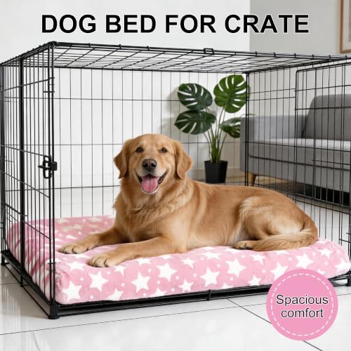 Orthopedic Dog Bed for Large Dogs (L(35"*23"*3.1") / Big&Little Stars Pink-1pc)