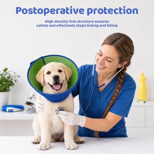 Soft Dog Cone Collar to Stop Licking After Surgery (Blue / S)