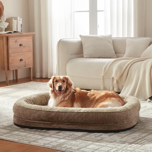 Orthopedic Dog Bed for Extra Large Dogs (Brown / 48"l X 35"w X 7.5"th)