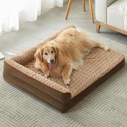 Orthopedic Washable Dog Bed (Beige Coffee / 42.0"l x 30.0"w x 7.5"th)