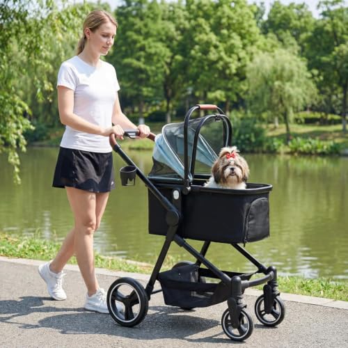 3-in-1 Foldable Pet Stroller for Dogs/Cats (Green / Single)