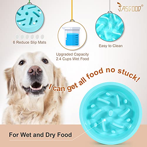 Slow Feeding Dog Bowl for Raised Pet Feeders Blue Maze Food Water Bowl Compatible with Elevated Diners (2 Cups-Fit Opening 7.5"-8"Feeder / B-Blue)