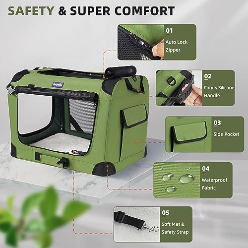 Large Cat Carrier for 2 Cats (Green / 24.0"L x 17.0"W x 17.0"H)