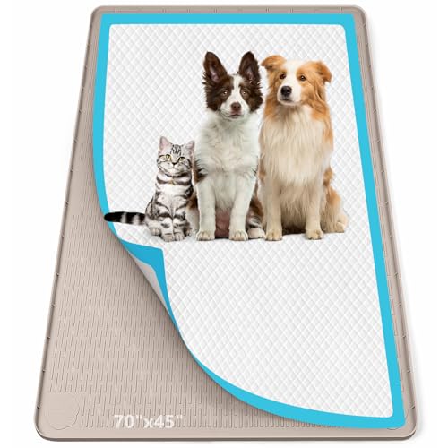 Pee Pad Holder for Dogs 70''x45'' Silicone Puppy Pee Pad Tray (Khaki)
