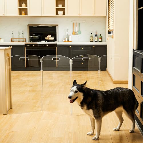 Modern Frame Clear Acrylic Freestanding Dog Gate (32" Height-4 Panel)