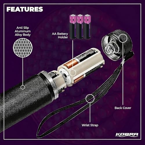Kobra UV Black Light Flashlight 395nm (Black / 100 LED)