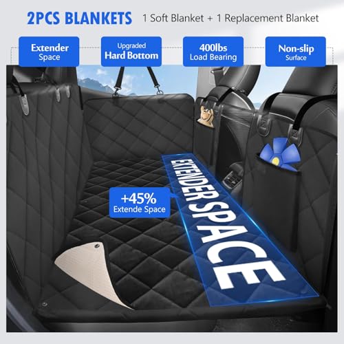 Hard Bottom Dog Car Seat Cover for Back Seat (L - For Cars/ Mid-Size SUV/ Small Truck / Carbon Black)