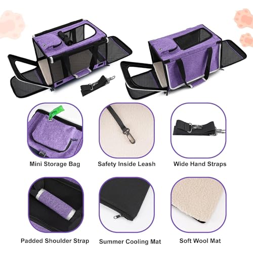 Carrying Bag Yorkie Dog Travel Kennel Ventilated Soft Pet Carrier (Purple / 18.1"L x 11.8"W x 11.8"H)