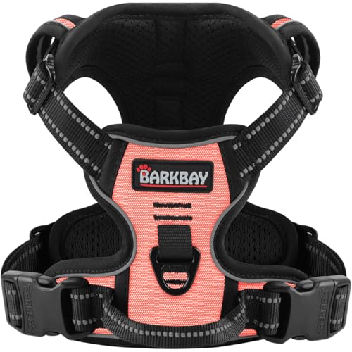 Dog Harness for Medium Sized Dog No Pull 2 Leash Clips Dog Vest (Medium / Light Pink)