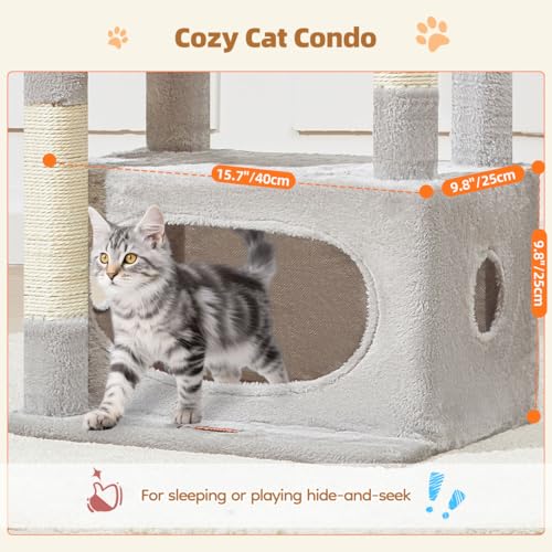 Cat Tree 38.5In Cat Tower for Indoor Cats (Light Gray / 38.5 Inches)