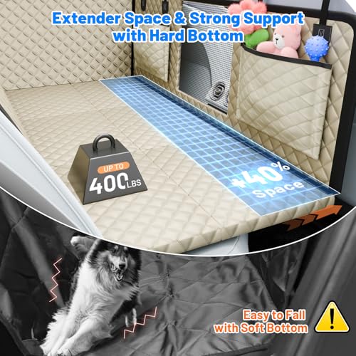 Dog Car Seat Cover for Back Seat (Khaki / L - For Cars/SUV/ Sedans/MPV)