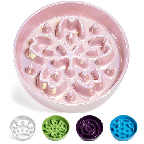 Dog Bowls Slow Feeder Ceramic (Sakura Pink / M-1.5 Cups)
