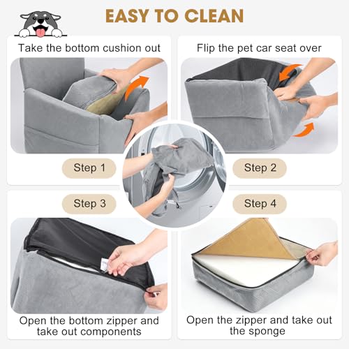 Dog Car Seats for Small Medium Dogs Under 35lbs (Light Grey / Small/Medium)