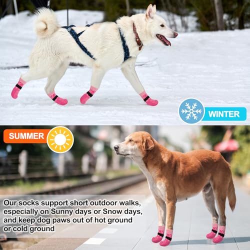 6PCS Dog Socks to Prevent Licking Paws for Hot (Rose / S(Pack of 6))