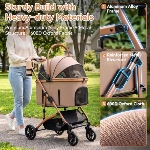 Heavy Duty Pet Stroller (Khaki)