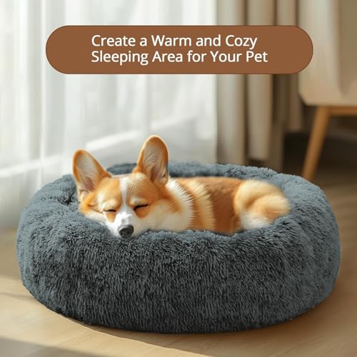 Calming Dog Beds Large Sized Dog (Navy Grey / 36.0"L x 36.0"W x 8.0"Th)