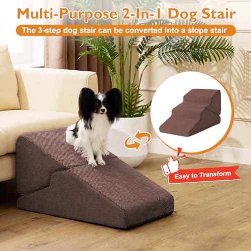 Dog Stairs for Small Dogs 16’’ H (Brown / Standard 15.5''x25.8''x16'')
