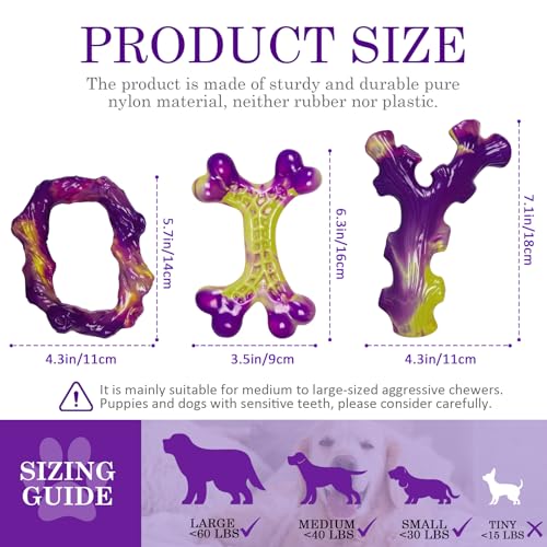 6 Pack Dog Toys for Aggressive Chewers (Purple-6-Pack)