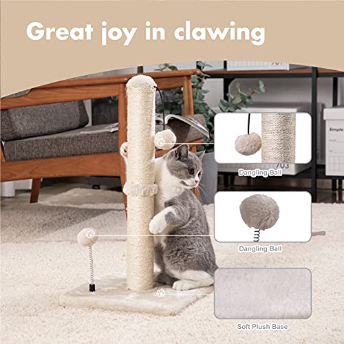 Cat Scratching Post Premium Basics Kitten Scratcher Sisal Scratch Posts with Hanging Ball 22in for Kittens or Smaller Cats (22 inches for kitten / Beige)