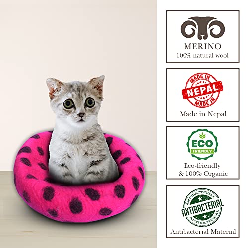 Premium Felt Cat Cave Bed (Pink Polka)
