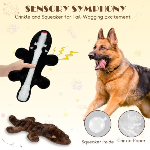 No Stuffing Dog Squeak Toys (Black, dark brown)