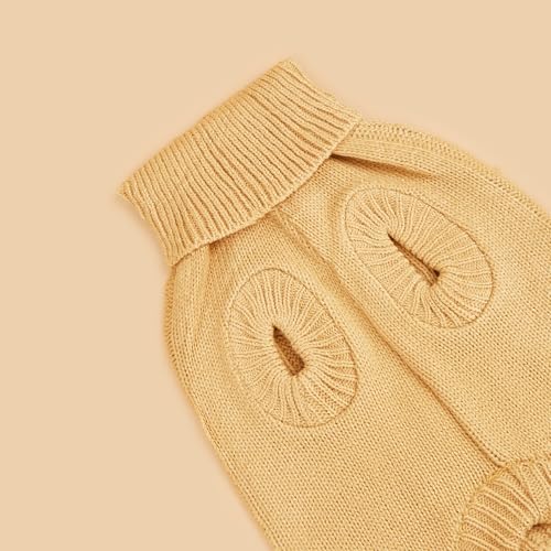 Dog Sweater Soft Warm Turtleneck Knitted Clothes for Small Medium Large Pet (Khaki Apricot / XX-Small)