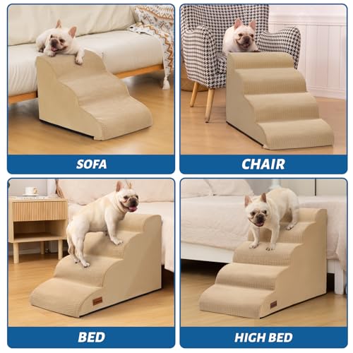 Dog Steps for Bed or Couch (Khaki / Standard 4-Step 17.4"H)