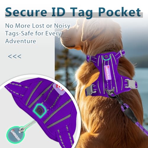 No Pull Dog Harness for Large Dogs (Large(Chest:24.5-32.5") / Purple-Oxford)