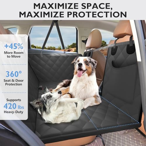 Hard Bottom Dog Car Seat Cover for Back Seat (L - For Cars/ Mid-Size SUV/ Small Truck / Jet Black)