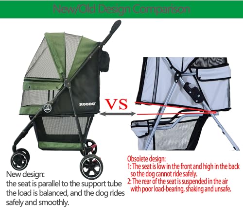 3 Wheel Pet Stroller Best Lightweight Foldable Compact Portable Jogger All Terrain Travel Pet Gear Puppy Kitty Stroller for up to 30lbs Medium Small Dogs and Cats (Cationic Green)
