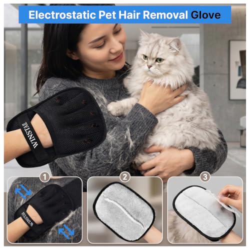 Pet Hair Removal Glove & Dog Brush for Shedding Bundle (BLUE)